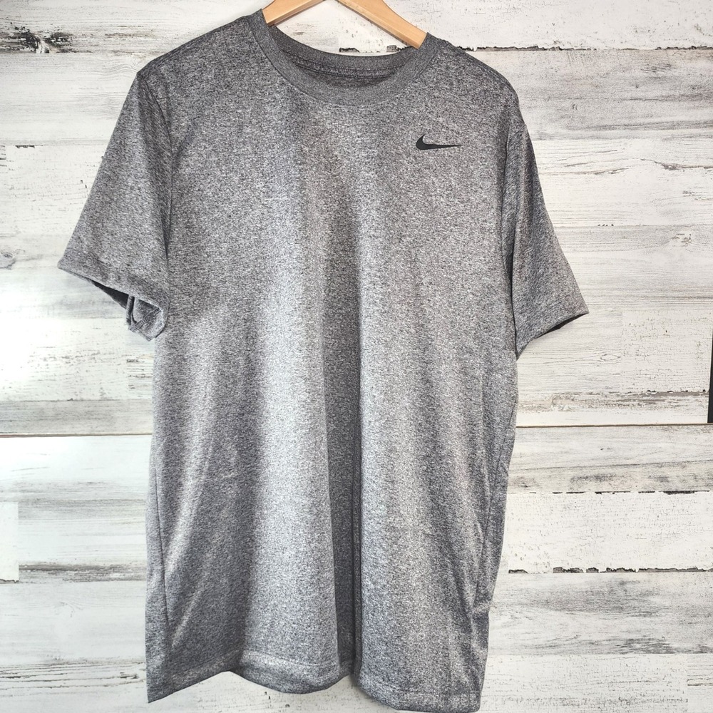 Nike Dri-FIT Training T-Shirt Mens Large Gray Heather Swoosh Athletic NWT